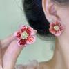 Серьги Sweet Flower Pearl, темпераментные серьги в корейском стиле, серьги-гвоздики в виде цветка с каплями масла для женщин
