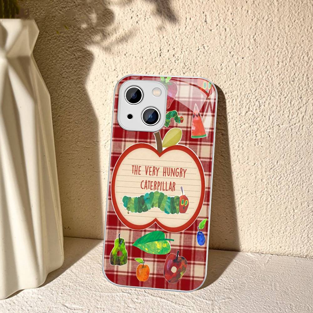 Очень голодная гусеница Для iPhone 14 13 12 Mini 11 Pro XS Max X XR 14 Plus Закаленное стекло
