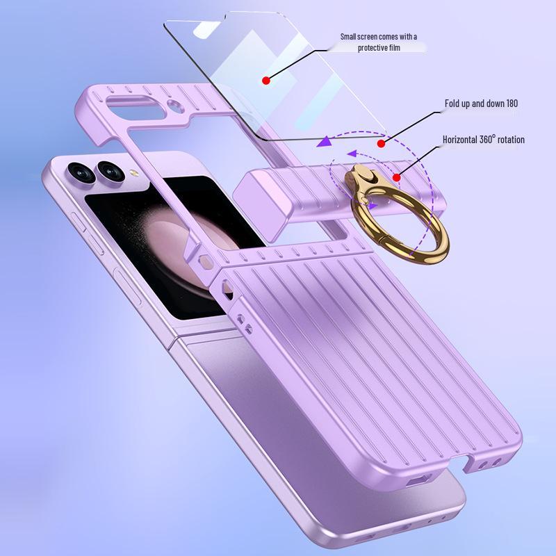 Чехол-чемоданчик для Samsung Z Flip 5: Ультратонкое, Кольцо-шарнир для пальца, Складной Защитный чехол-книжка, Совместим с Flip 6