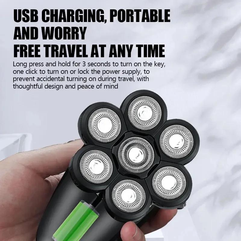 5 In 1 Electric Shaver For Men Bald Head Hair Clipper Nose Trimmer Floating 7D Blade Head Shaving Beard Knife Rechargeable Razor
