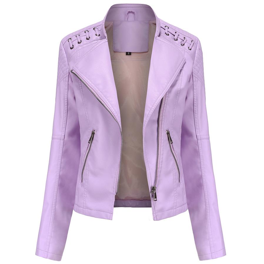 Женская стильная куртка из искусственной кожи Классический PU Moto Biker Fashion Zip Up Повседневное короткое пальто Тонкая верхняя одежда со шнуровкой в стиле ретро S-4XL Plus Size