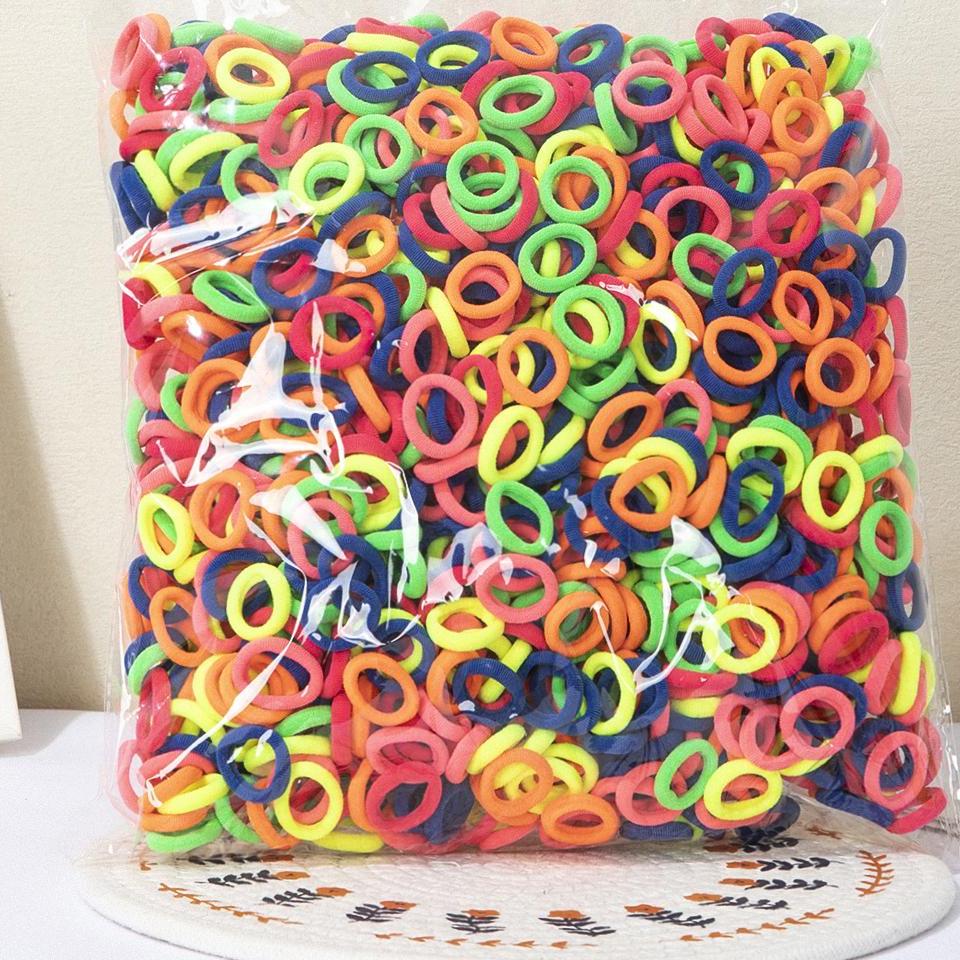 100 шт. Разноцветные базовые нейлоновые эластичные резинки для волос для девочек, для хвостиков, резинки-скранчи, детские базовые аксессуары для волос