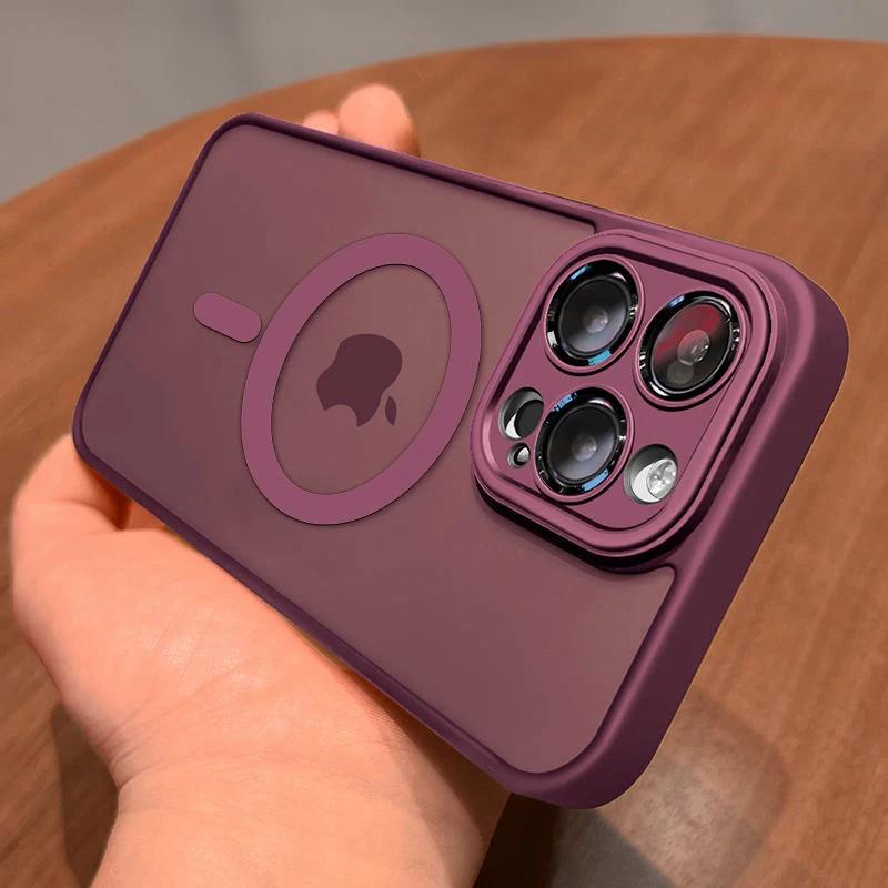 Матовый чехол для телефона для iPhone 16 15 14 13 12 11 Pro Max Plus для Magsafe Матовый прозрачный магнитный чехол-бампер для защиты объектива