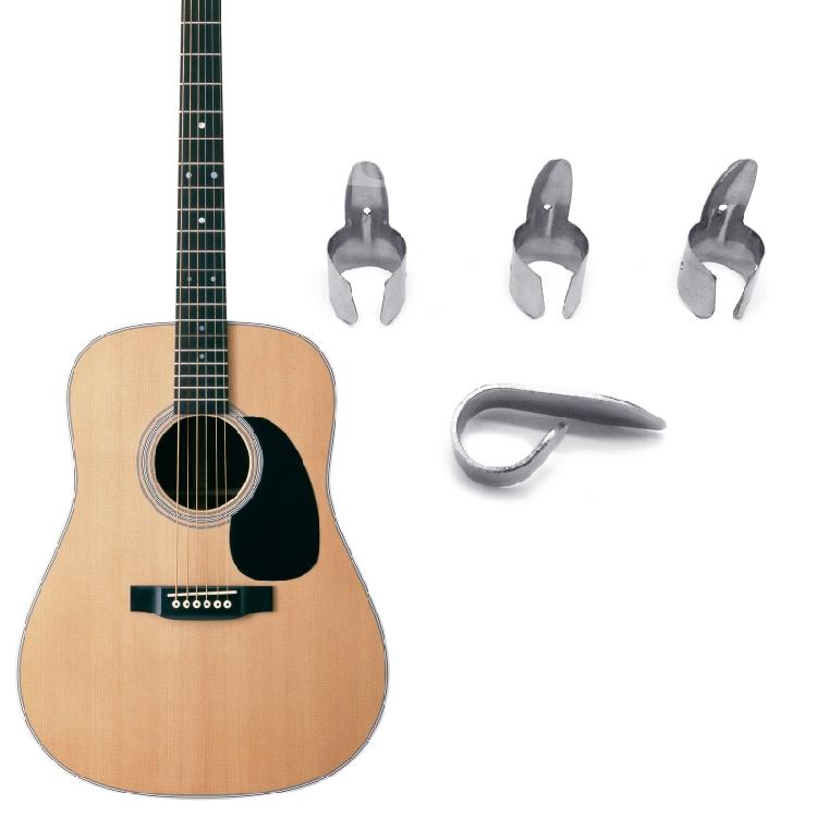 4Pcs Banjo Picks Adjustable Metal Finger Thumb Silver Color Picks Plectrums Kit