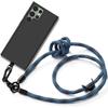 Lanyard Case for Samsung Galaxy S23 Ultra - Black Shockproof Silicone with Blue Lanyard