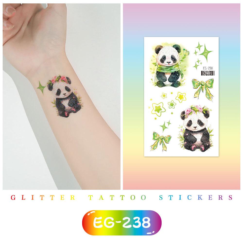 Красочные милые мультяшные животные блестящие татуировки наклейки для детей