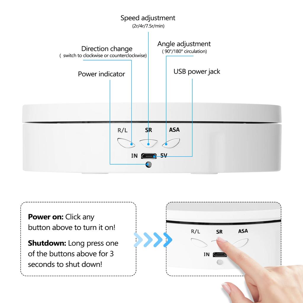 360 Degree Turntable Jewelry Holder Battery for Photography Video Shooting Props 145mm Electric Rotating Display Stand Mirror