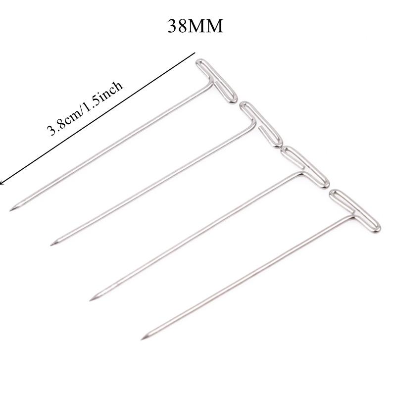 50/100Pcs 27/32/38/45/51MM T Pin Needles Wig Making T Pins for Blocking Knitting Assorted Sizes T-Pins Stainless Steel