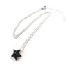 [N7002] - Silver Necklace 'Star' Black Silver (rhodium Plated)