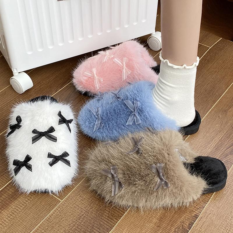 Мода 2025 Новые Популярные Мохнатые для Женщин Осень Зима Новые для Домашнего Использования Нескользящие Увеличивающие Рост Женские Теплые Хлопковые Тапочки