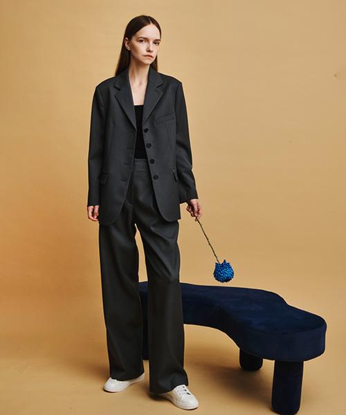 AVA MOLLI Semi Wide Trousers Pt(D/Gray)