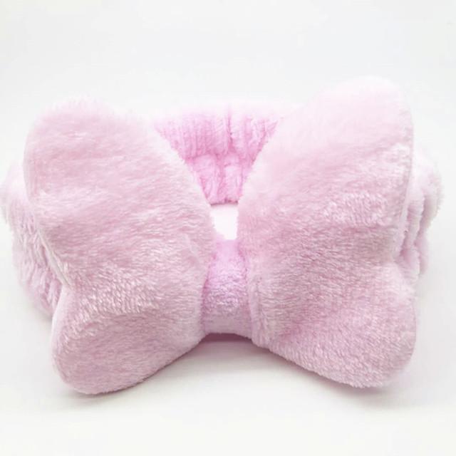 Butterfly Hair Bands for Women Solid Coral Fleece Elastic Bow Headband Soft Wash Face Head Band Cute Girls Accessories Headwrap