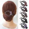 Fashion Women Hairpins Flexible Headwear Rhinestone Hair Clip Heart  Flower Acrylic Hollow Claws