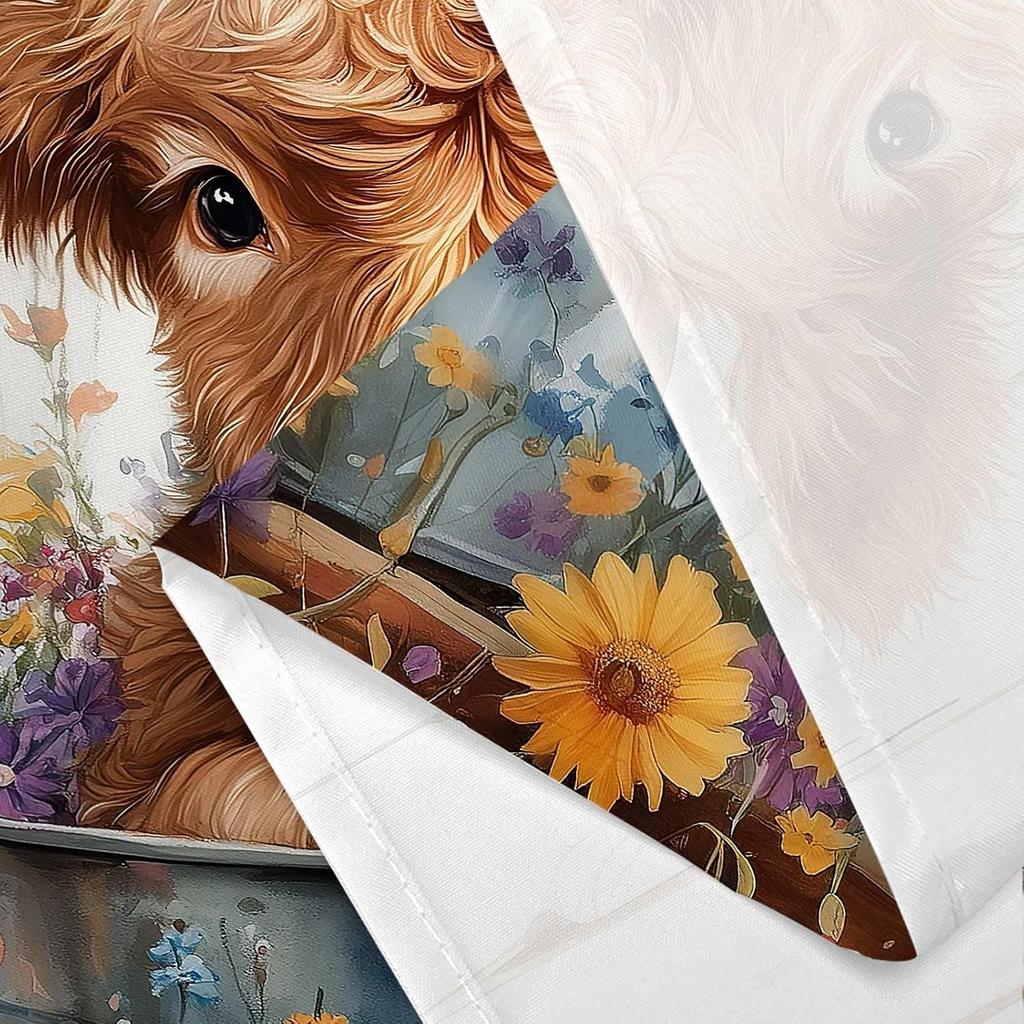 JAWO Занавеска для душа с коровой, Фермерская деревенская цветочная забавная занавеска для душа с высокогорной коровой для ванной комнаты, Западная милая занавеска для ванной с теленком и деревенским фермерским животным