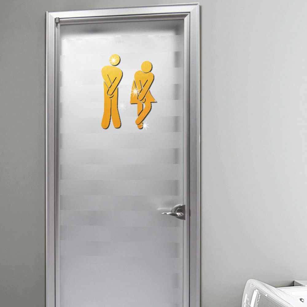 Bathroom Door Wall Art Toilet Wall Stickers Woman & Man Washroom Sign Poster Mirror Surface Decal