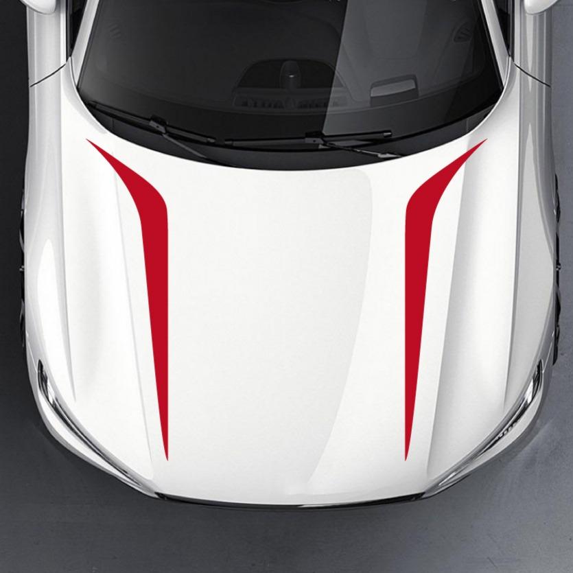 2Pcs Car Decals Striped Engine Hood Body Vinyl Decals Hood Cover Decals New Professional Multi-Fit Styling Auto Decoration