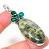 Prehnite, Diopside Handmade 925 Sterling Silver Gift Pendant 2.52" L7T36