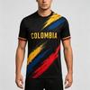 Colombian Flag Pattern 3D Printed T-shirt, Summer Outdoor Football Sportswear, Men's Street Fashion Casual Short Sleeved Tops