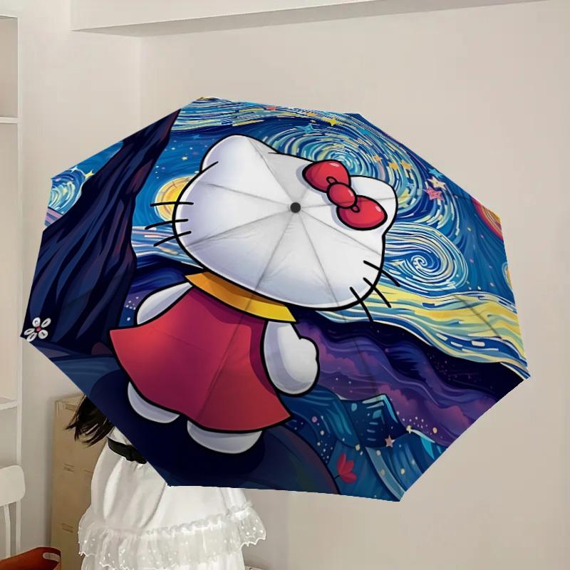 1pc Hello Kitty [Automatic Folding Umbrella] Durable Iron Frame & Rod, Portable Folding, All Seasons, Home Travel Outdoor, Makes a Great Holiday Gift