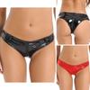 Women Wet Look Patent Leather Briefs Panties Low Waist Hot Pants Zipper Crotch Booty Shorts