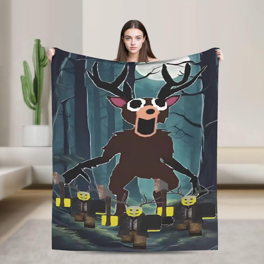 99 Nights in the Forest The Deer Flannel Throw Fashion Blanket Horror Game Bedding Knitted Fashion Blanket Outdoor Lightweight Multi-functio