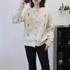 Autumn and Winter New Three-dimensional Flower Design Knitted Cardigan Gentle Wind Loose Soft Waxy Sweater Jacket Women
