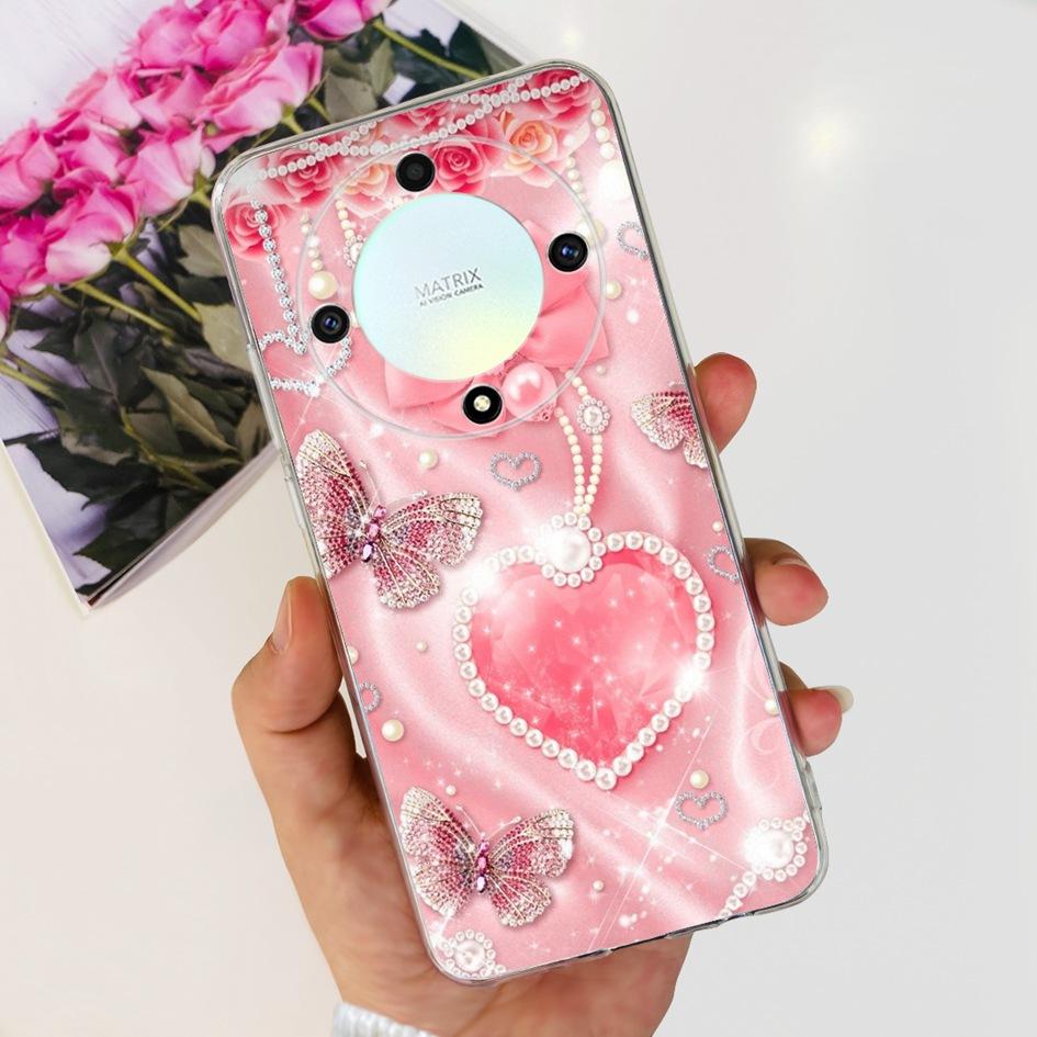 Чехол для Honor X9b 5G ALI-NX1 Популярный Цветок Мягкий Прозрачный Силиконовый TPU Чехол для Honor X9a RMO-NX1 HonorX9 ANY-NX1 Ударопрочный Funda