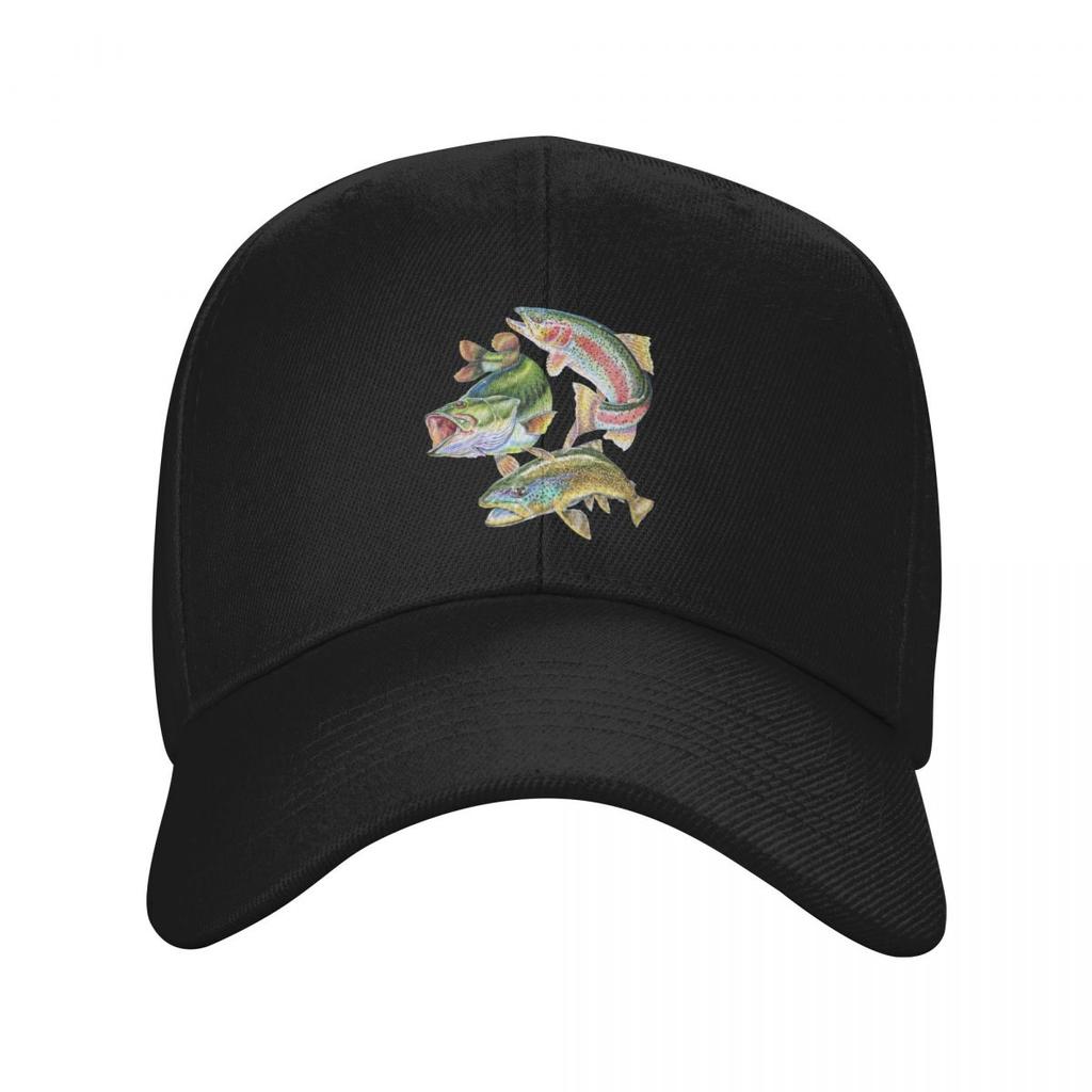 Unisex Baseball Hats Rainbow Trout Fish Drawing Outdoor Streetwear Hats Summer Sports Baseball Caps Hip Hop Cap Casquette