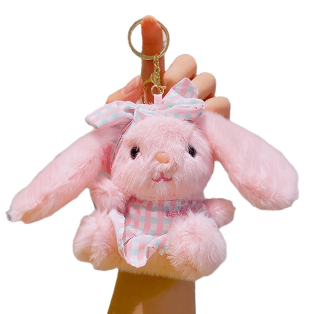 Bow Easter Stuffed Bunny Keychain Creative Rabbit Pendant Bag Charm Plush Toy Key Ring Companion