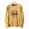 Export Surplus Washed Brushed Cotton Men's Autumn Vintage Print Round Neck Breathable Long-Sleeve T-Shirt