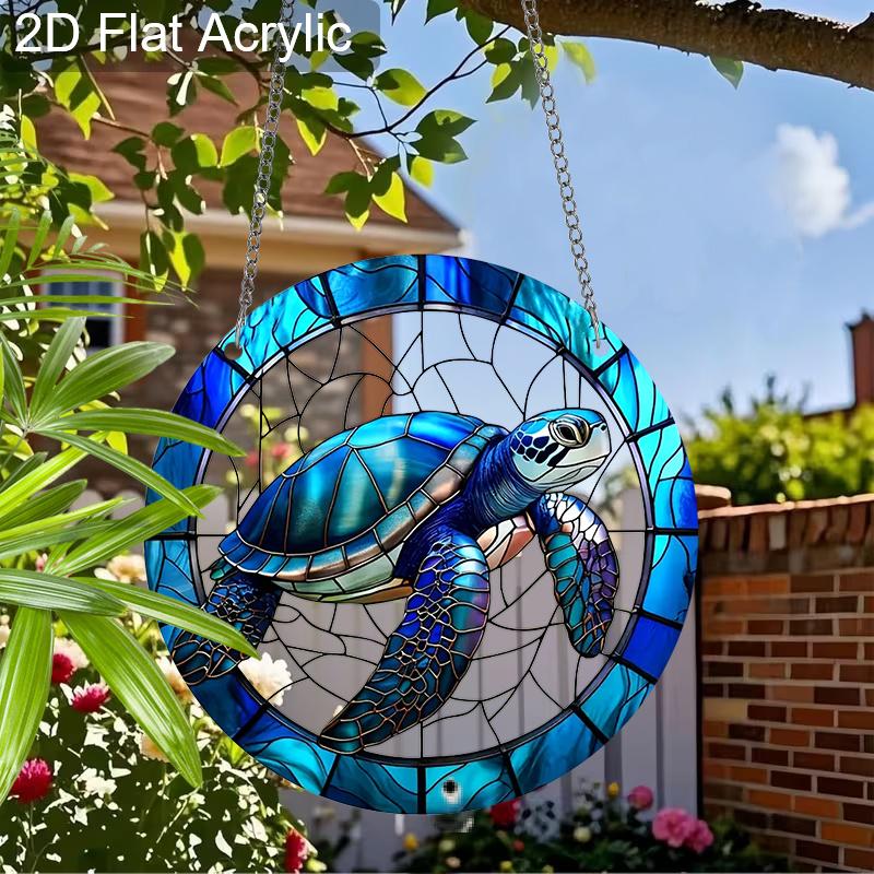 Acrylic Sea Turtle Suncatcher Stained Glass Effect Window Hanging Ornament Turtle Lover Gifts