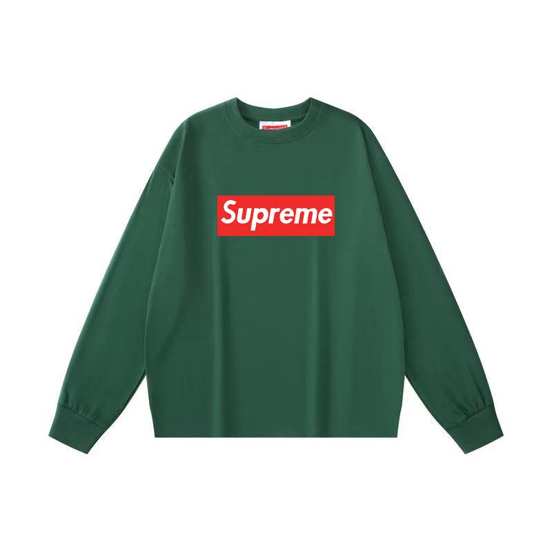 Supreme Весна и осень 2025 года, новая высококачественная хлопковая красная футболка с логотипом и буквами, большого размера, с длинным рукавом для мужчин и женщин