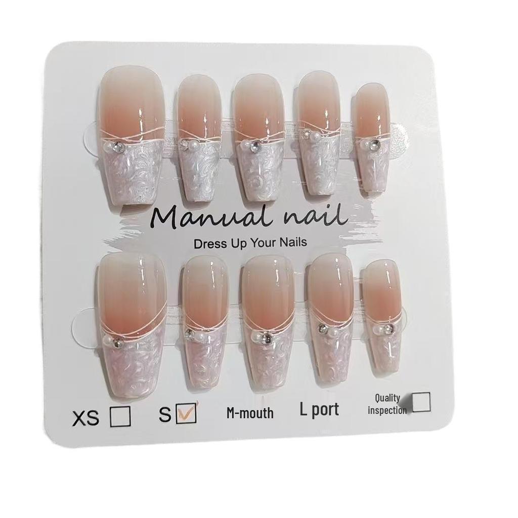 Набор из 10 штук типсов для французского маникюра S203 из перламутра - Средняя лестница, Чистый стиль