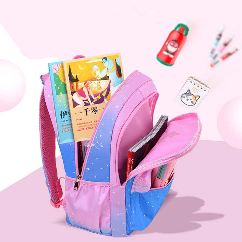 Градиентный розовый рюкзак для девочек и мальчиков, космический рюкзак, детские школьные сумки, студенческие Mochila, 3-6 классы