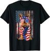 Yorkshire American Flag Patriotic Yorkie Dog 4th of July T-Shirt