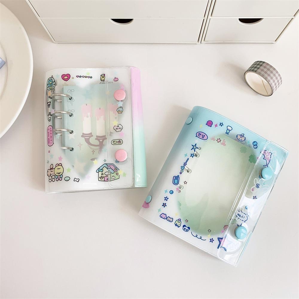 Double Buckle Photo Card Holder Cartoon M5 Pocket Notebook Kawaii Transparent Binder