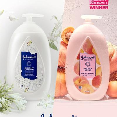 Джонсонс (Чистота + Увлажнение) Лосьон Johnson's Bright 500 мл (Жасмин и Белая Лилия) + Ароматное молоко (Персик и Абрикос)