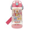 Children's Water Bottle with Straw, Clear Bottle, Tropical PreCure Design, 480ml, Girls', PDSH5-A
