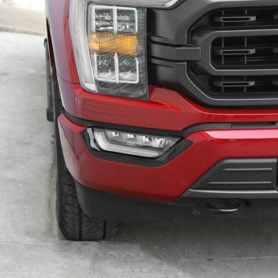 For - Ford F150 F-150 Gloss Black Front Fog Light Lamp Strips Cover Trim