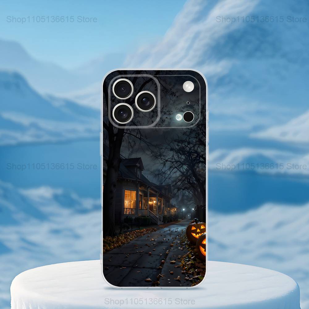 Festival Halloween Horror Case For iPhone 15,11,12,13,16,14,17,Pro,Max,Plus,SE,Mini,X,XS,XR, Transparent Soft Silicone