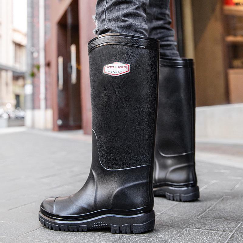 Men's 45CM High Work Rain Boots: Durable, Non-Slip, Waterproof, Thick-Soled for Construction