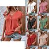 European And American Women's Summer V-neck Button-up Blouse, Bat-sleeved T-shirt, Loose Casual Shirt