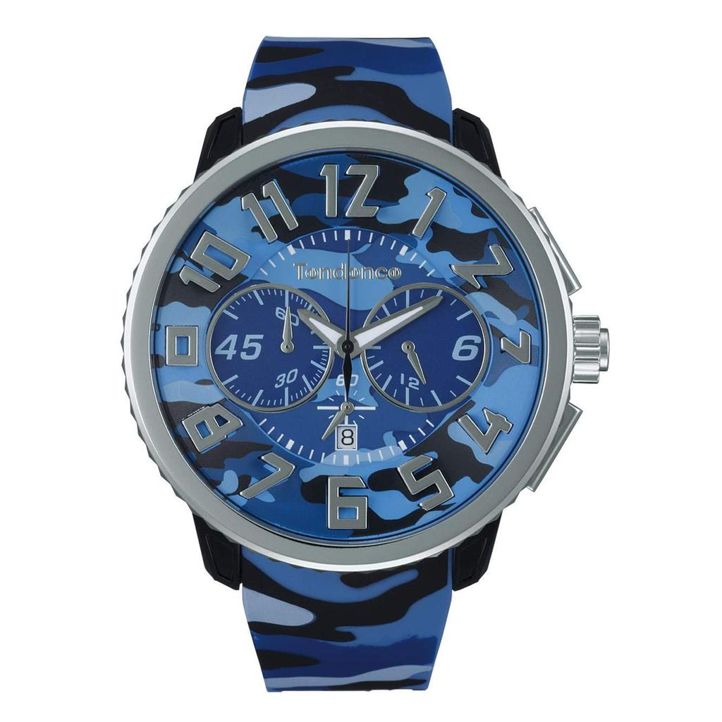TENDENCE Men's Watch GULLIVER Round CAMO TY046023 Camouflage, Steel/Nylon Case, Silicone Band, 51mm, Quartz, 10 ATM Water Resist