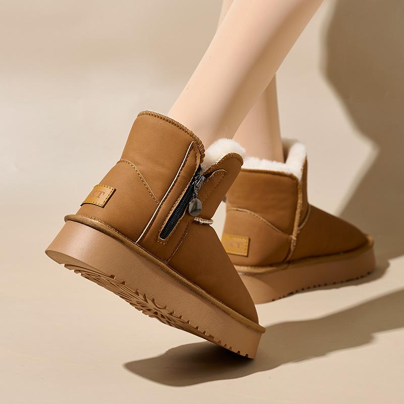 Женские зимние ботинки с боковой молнией, массивной платформой, противоскользящей подкладкой из искусственного меха, полусапожки, женская зимняя теплая удобная прогулочная обувь