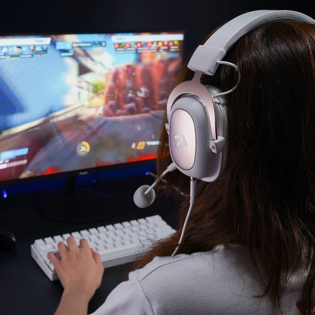 Redragon H510 Zeus White Проводная игровая гарнитура Объемный звук Амбушюры из пеноматериала с эффектом памяти 53MM Драйверы Съемный микрофон Мультиплатформенная для Xbox NS - 7.1 -