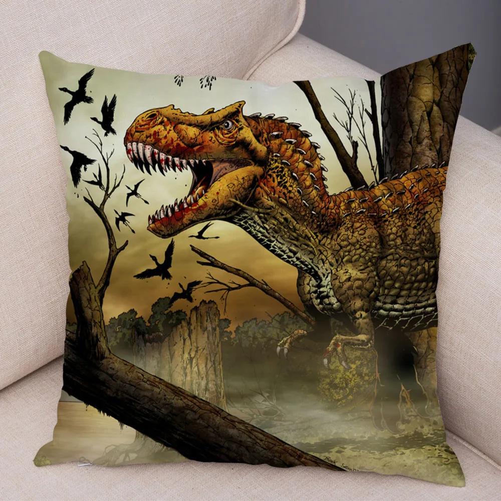 Car Sofa Home Pillowcase Jurassic Dinosaur Cushion Cover Decorative Wildlife Print