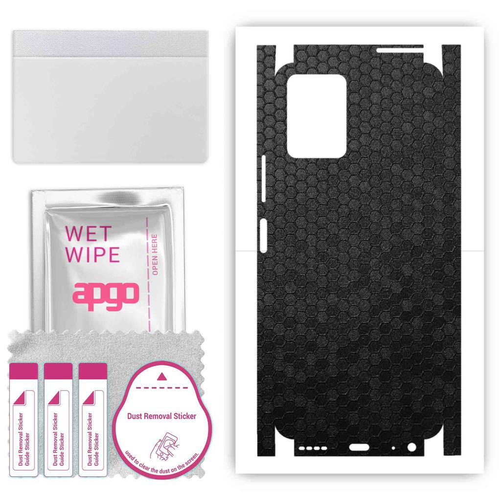 apgo Protective Skin Sticker for the Back+sides Compatible with Vivo Y21 2021, Full Wrap Film, Foil, Vinyl - Pattern Black Honeycomb
