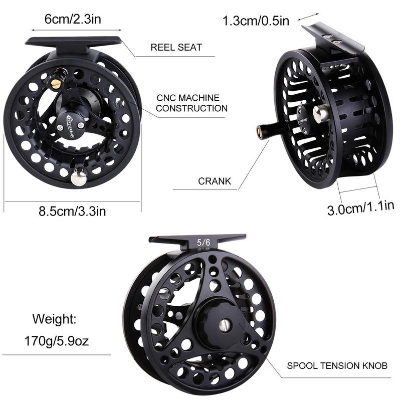 Sougayilang 2+1BB Aluminum Fly Fishing Reel Full Metal Casting CNC Machine Cut Fly Fishing Wheel