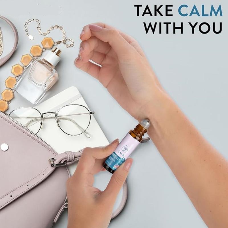 Calm Essential Oil Roll On-Stocking Stuffers for Teen Girls and Women - 100% Natural Stress Relief Aromatherapy Blend - Relaxation Self Care