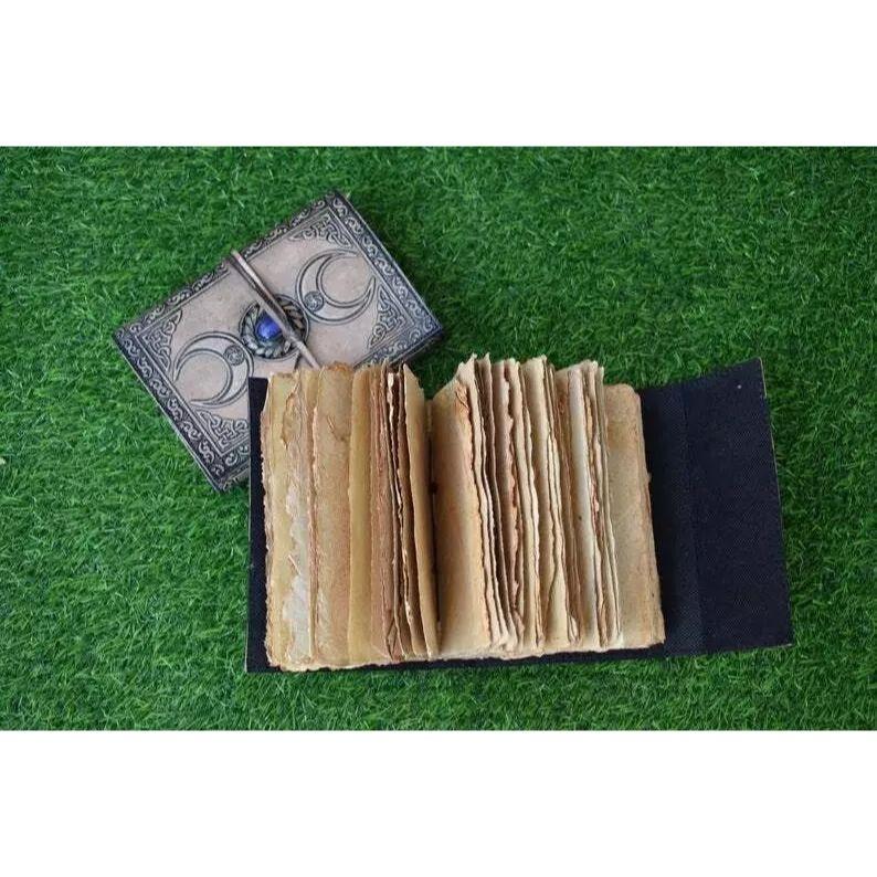 Набор из 2 винтажных кожаных журналов, гримуар, Кельтский ведьмин камень, кожаная книга теней